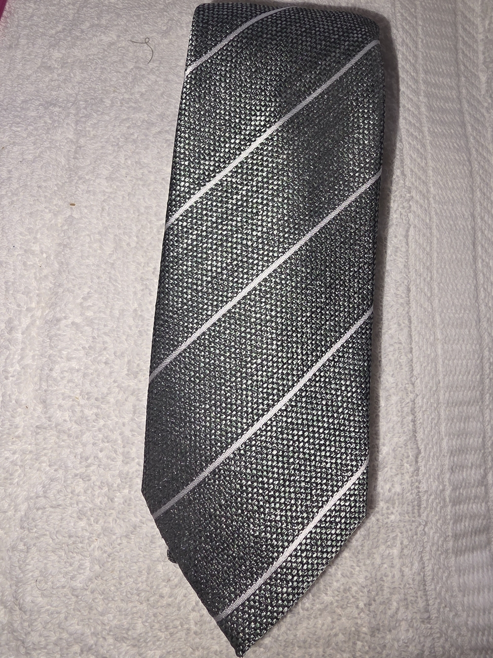 Alfani Black Tie with Silver Diagonal Stripes